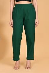 BOTTLE GREEN CLASSIC COTTON PANTS - SKYTICK
